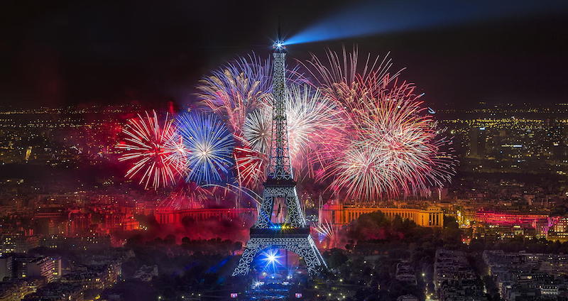 Fireworks at the Eiffel Tower.